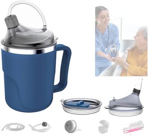 Tazas Antiderrame YSSY de 13.5oz para Personas Mayores, 3 en 1, Vaso de Acero Inoxidable con Popote y 2 Tapas, Ideal para Agua, Leche y Sopa - imagen 1