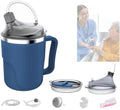 Tazas Antiderrame YSSY de 13.5oz para Personas Mayores, 3 en 1, Vaso de Acero Inoxidable con Popote y 2 Tapas, Ideal para Agua, Leche y Sopa - imagen 1