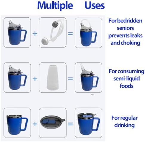 Tazas Antiderrame YSSY de 13.5oz para Personas Mayores, 3 en 1, Vaso de Acero Inoxidable con Popote y 2 Tapas, Ideal para Agua, Leche y Sopa - imagen 3
