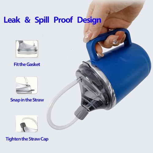 Tazas Antiderrame YSSY de 13.5oz para Personas Mayores, 3 en 1, Vaso de Acero Inoxidable con Popote y 2 Tapas, Ideal para Agua, Leche y Sopa - imagen 4