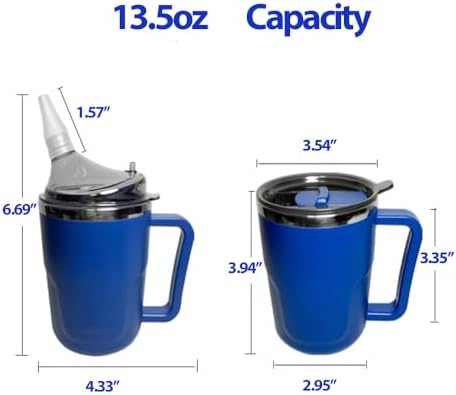 Tazas Antiderrame YSSY de 13.5oz para Personas Mayores, 3 en 1, Vaso de Acero Inoxidable con Popote y 2 Tapas, Ideal para Agua, Leche y Sopa - imagen 6