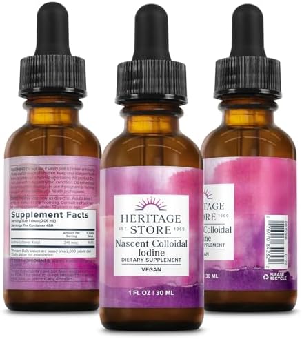 Gotas de Yodo Coloidal Nascent Heritage Store 246mcg, Suplemento Líquido Vegano de Algas Atlánticas, 480 Porciones, 1oz - imagen 4