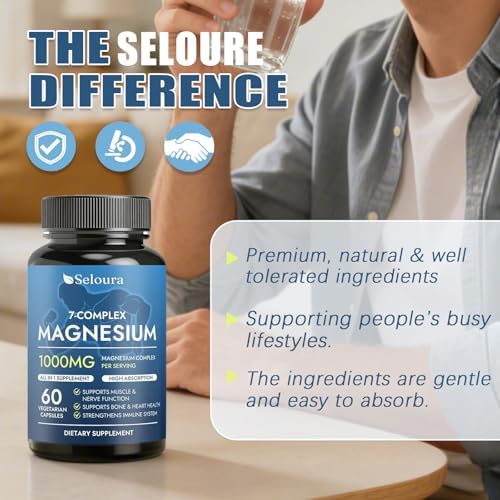 Suplemento Seloura Magnesio 7 Complejo – Apoyo para Músculos y Energía - imagen 2