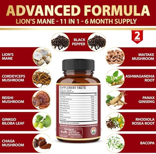 Suplemento de Hongo Melena de León Zolotus, 2 Paquetes de 90 Cápsulas, 6 Meses de Suministro con Cordyceps, Reishi y Ashwagandha, Apoyo a la Memoria - imagen 4