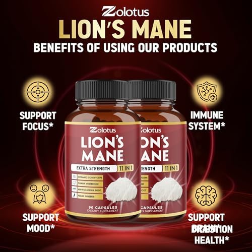 Suplemento de Hongo Melena de León Zolotus, 2 Paquetes de 90 Cápsulas, 6 Meses de Suministro con Cordyceps, Reishi y Ashwagandha, Apoyo a la Memoria - imagen 5
