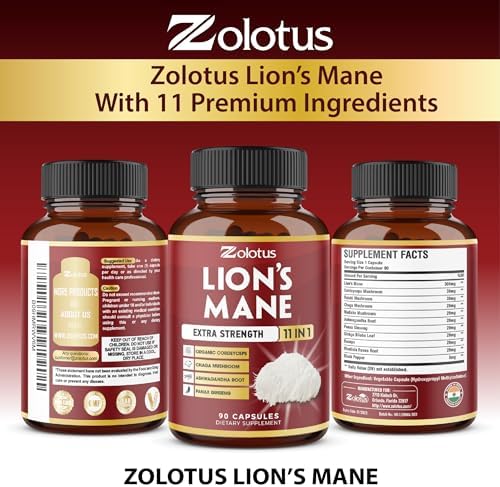 Suplemento de Hongo Melena de León Zolotus, 2 Paquetes de 90 Cápsulas, 6 Meses de Suministro con Cordyceps, Reishi y Ashwagandha, Apoyo a la Memoria - imagen 7