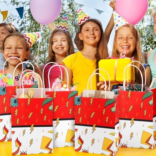 Joottuan 24 Pzs Bolsas de Papel de Caricatura para Fiesta, Bolsas de Regalo de Kraft Rojo con Asa, Suministros para Cumpleaños y Baby Shower - imagen 3