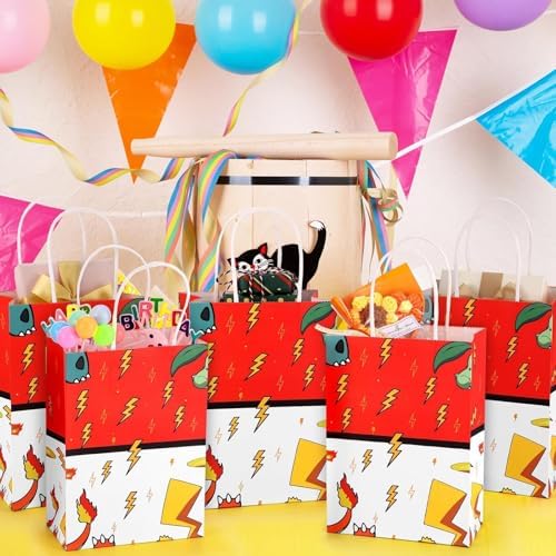 Joottuan 24 Pzs Bolsas de Papel de Caricatura para Fiesta, Bolsas de Regalo de Kraft Rojo con Asa, Suministros para Cumpleaños y Baby Shower - imagen 6