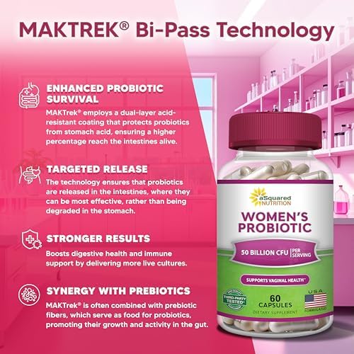 Probioticos aSquared Nutrition para Mujeres - 50 Mil Millones CFU, Apoya la Salud Digestiva, Intestinal, Vaginal y del Tracto Urinario - 60 Cápsulas - imagen 7