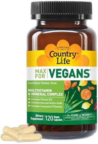 Country Life Max para Veganos - 120 Cápsulas Veganas - Multivitamínico Diario - Suplemento de Apoyo Inmunológico - Contiene Vitamina B12, Hierro, - imagen 1