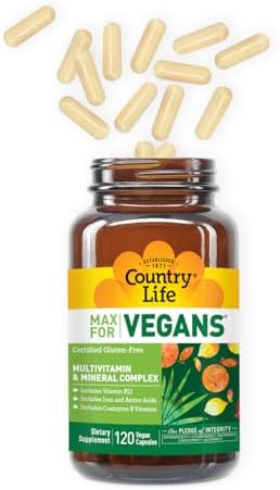 Country Life Max para Veganos - 120 Cápsulas Veganas - Multivitamínico Diario - Suplemento de Apoyo Inmunológico - Contiene Vitamina B12, Hierro, - imagen 3