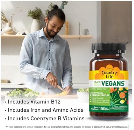 Country Life Max para Veganos - 120 Cápsulas Veganas - Multivitamínico Diario - Suplemento de Apoyo Inmunológico - Contiene Vitamina B12, Hierro, - imagen 4
