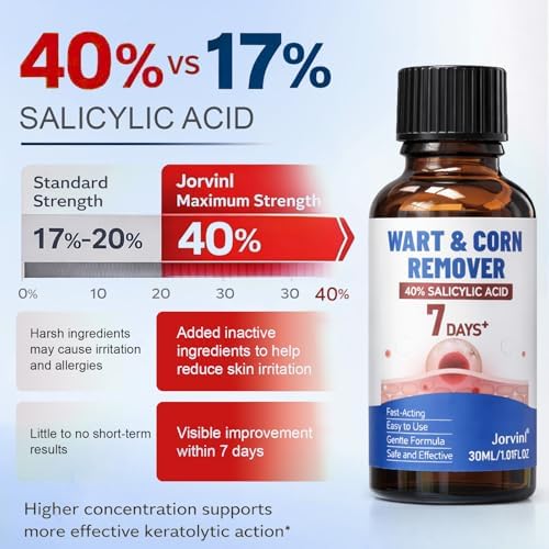 Jorvinl Removedor de Verrugas de Acción Rápida con 40% de Ácido Salicílico para Adultos, 1oz, Tratamiento Unisex para Verrugas Plantares, Comunes y - imagen 2