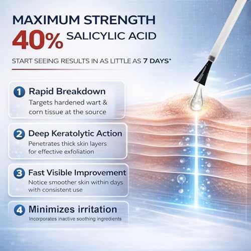 Jorvinl Removedor de Verrugas de Acción Rápida con 40% de Ácido Salicílico para Adultos, 1oz, Tratamiento Unisex para Verrugas Plantares, Comunes y - imagen 3