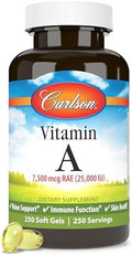 Carlson - Vitamina A, 25000 UI (7500 mcg RAE), Apoyo Inmunológico, Salud Visual, Antioxidante, Suplementos de Vitamina A, 250 Gelatinas Blandas - imagen 1