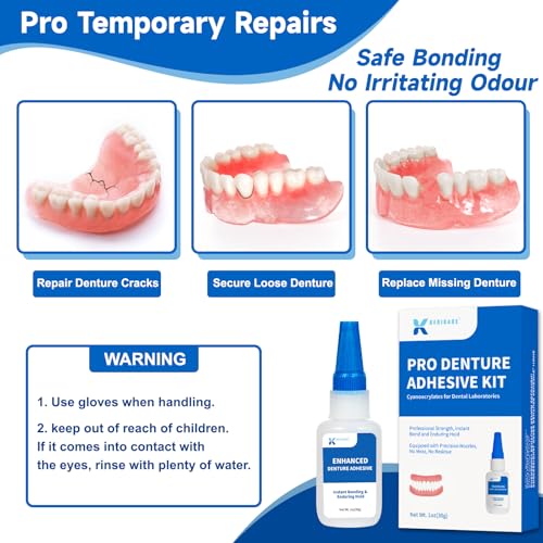 Kit de Adhesivo para Reparación de Dentaduras Dental Lab, 1oz - Pegamento Instantáneo para Reparar Grietas, Rellenar Huecos y Asegurar Dientes - imagen 3