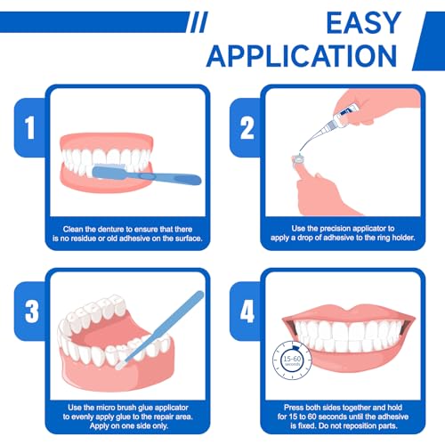 Kit de Adhesivo para Reparación de Dentaduras Dental Lab, 1oz - Pegamento Instantáneo para Reparar Grietas, Rellenar Huecos y Asegurar Dientes - imagen 5