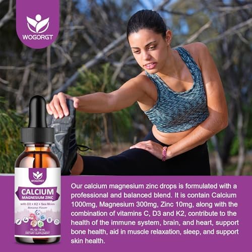 Suplemento WOGORGT de Citrato de Calcio 1000mg con Vitamina D3 para Hombres y Mujeres - Calcio Líquido con Magnesio, Zinc y K2, Sabor Plátano - 1 Fl - imagen 4