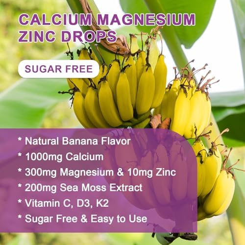 Suplemento WOGORGT de Citrato de Calcio 1000mg con Vitamina D3 para Hombres y Mujeres - Calcio Líquido con Magnesio, Zinc y K2, Sabor Plátano - 1 Fl - imagen 6