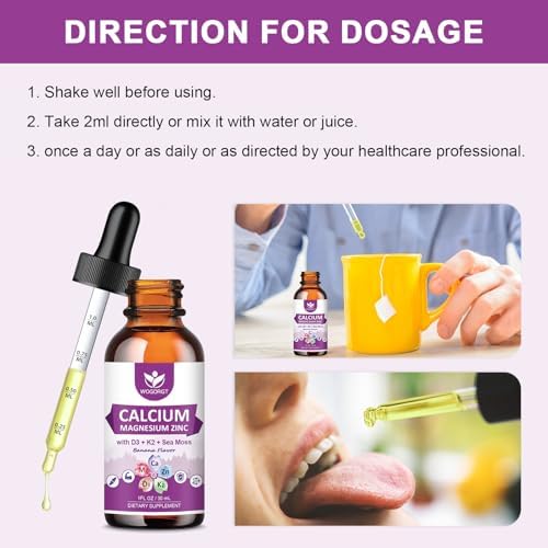 Suplemento WOGORGT de Citrato de Calcio 1000mg con Vitamina D3 para Hombres y Mujeres - Calcio Líquido con Magnesio, Zinc y K2, Sabor Plátano - 1 Fl - imagen 7