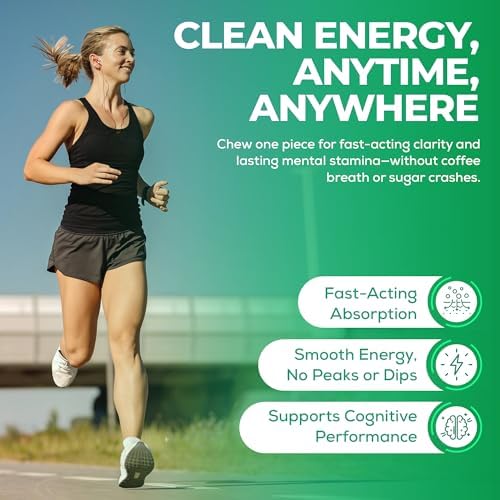 UPLIFE Energía y Enfoque Menta 60 Piezas – Hecho en EE. UU. – 40mg Cafeína Natural + 80mg L-Teanina + Niacina Vitaminas B3 y B12 – Sin Azúcar, Vegano - imagen 6
