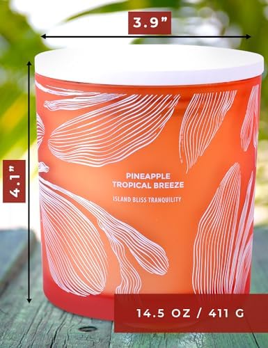 Vela Aromática Tropical de Piña con 3 Mechas | Vela de Soja Grande de 14.5 oz | Fuerte Fragancia de Piña para Relajación y Regalo de Playa - imagen 5