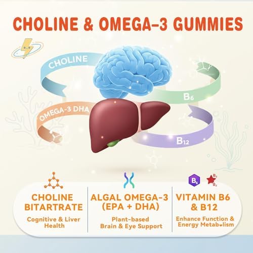 Gomitas ABYSSUS de Colina para Niños (4+) – Suplemento de Colina para Cerebro y Hígado con Omega-3 Algal, B6 y B12, Sin Azúcar, Vegano, 60 Piezas - imagen 2