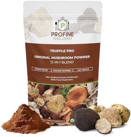 PROFINE Trufa PRO Polvo de Champiñón 12 en 1 Mezcla Super con Trufa Negra y Blanca - Orgánico USDA - Suplemento para Café/Té/Smoothies - Champiñones - imagen 1