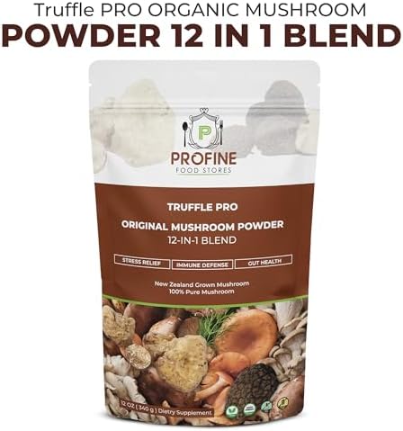 PROFINE Trufa PRO Polvo de Champiñón 12 en 1 Mezcla Super con Trufa Negra y Blanca - Orgánico USDA - Suplemento para Café/Té/Smoothies - Champiñones - imagen 2