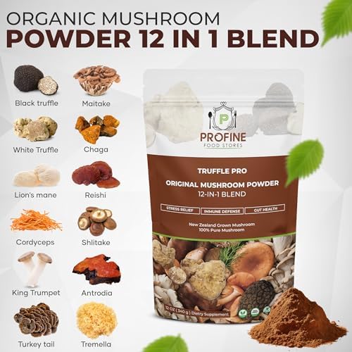 PROFINE Trufa PRO Polvo de Champiñón 12 en 1 Mezcla Super con Trufa Negra y Blanca - Orgánico USDA - Suplemento para Café/Té/Smoothies - Champiñones - imagen 4