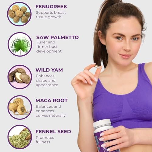 Píldoras Busty Boost para Aumento de Senos - Fórmula Natural con Fenogreco, Palma Enana y Maca. Senos Más Llenos y Firmes en 1-2 Meses - Hecho en EE. - imagen 7