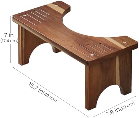 Taburete de Baño de Madera de Acacia para Adultos de 7 Pulgadas, Escalón Antideslizante para Mejorar la Postura al Usar el Baño - imagen 2