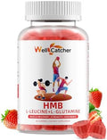 Gomitas de Aminoácidos Wellcatcher HMB y Leucina: Suplementos HMB para Hombres y Mujeres con L-Glutamina, Sin Azúcar, Veganas, Sabor Fresa, 30 Días - imagen 1