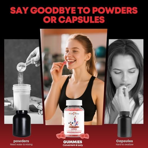 Gomitas de Aminoácidos Wellcatcher HMB y Leucina: Suplementos HMB para Hombres y Mujeres con L-Glutamina, Sin Azúcar, Veganas, Sabor Fresa, 30 Días - imagen 5