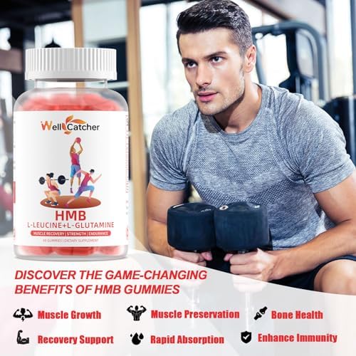 Gomitas de Aminoácidos Wellcatcher HMB y Leucina: Suplementos HMB para Hombres y Mujeres con L-Glutamina, Sin Azúcar, Veganas, Sabor Fresa, 30 Días - imagen 7