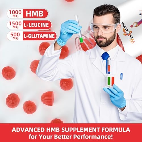 Gomitas de Aminoácidos Wellcatcher HMB y Leucina: Suplementos HMB para Hombres y Mujeres con L-Glutamina, Sin Azúcar, Veganas, Sabor Fresa, 30 Días - imagen 8