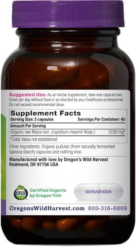 Maca Raíz de Oregon's Wild Harvest | Hecho con Maca Cruda Orgánica y Cápsulas Veganas, 90 Contenidos - imagen 2