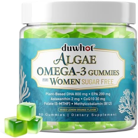 Gomitas Veganas Omega-3 para Mujeres duwhot, DHA y EPA de Algas 1000mg, con CoQ10 y Astaxantina, Alternativa a Suplemento de Aceite de Pescado, 60 - imagen 1