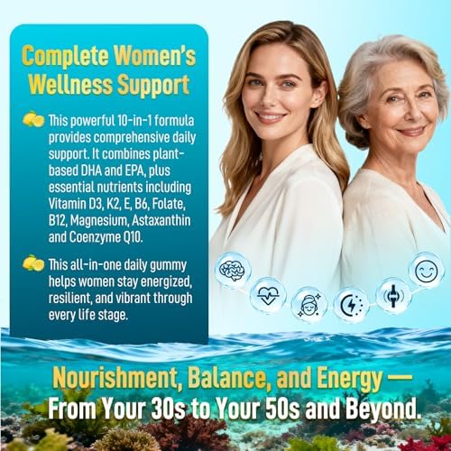 Gomitas Veganas Omega-3 para Mujeres duwhot, DHA y EPA de Algas 1000mg, con CoQ10 y Astaxantina, Alternativa a Suplemento de Aceite de Pescado, 60 - imagen 2