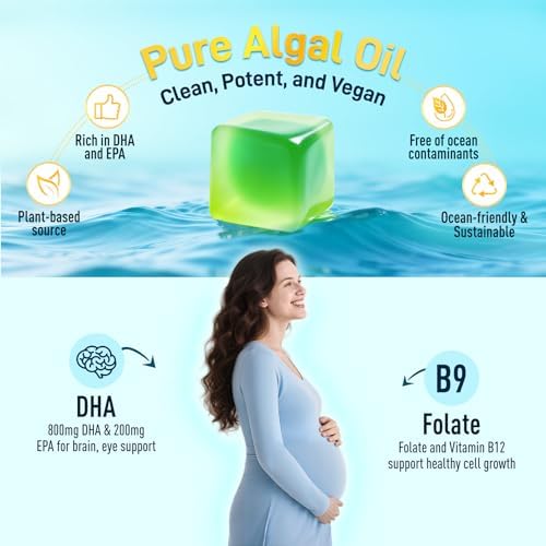 Gomitas Veganas Omega-3 para Mujeres duwhot, DHA y EPA de Algas 1000mg, con CoQ10 y Astaxantina, Alternativa a Suplemento de Aceite de Pescado, 60 - imagen 3