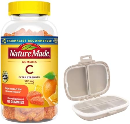 Nature Made Vitamina C Extra Fuerte 500 mg, 180 Gomas + Organizador de Pastillas (2 Artículos) - imagen 1
