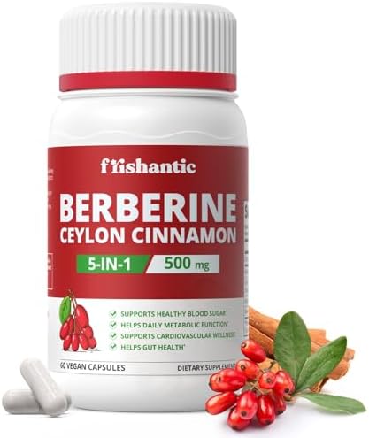 Frishantic Berberina 500mg con Canela de Ceilán - Soporte Metabólico 5 en 1 con Cromo, ALA y Bioperina, 60 Cápsulas Veganas, Sin OGM, Sin Gluten - imagen 1