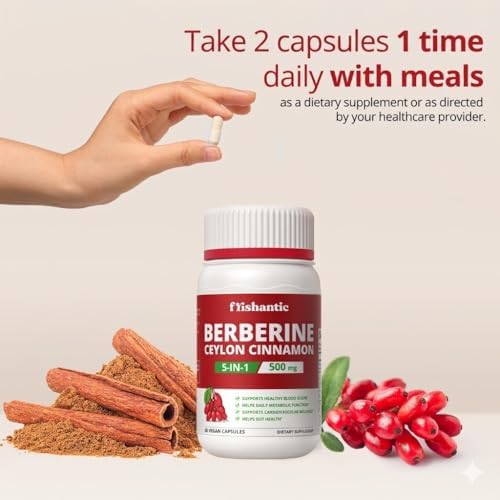 Frishantic Berberina 500mg con Canela de Ceilán - Soporte Metabólico 5 en 1 con Cromo, ALA y Bioperina, 60 Cápsulas Veganas, Sin OGM, Sin Gluten - imagen 5