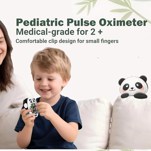 Oxímetro de Pulso para Niños 2+, Monitor de Oxígeno con Diseño de Panda y Pantalla Digital para Frecuencia Cardíaca y SpO2 - imagen 2