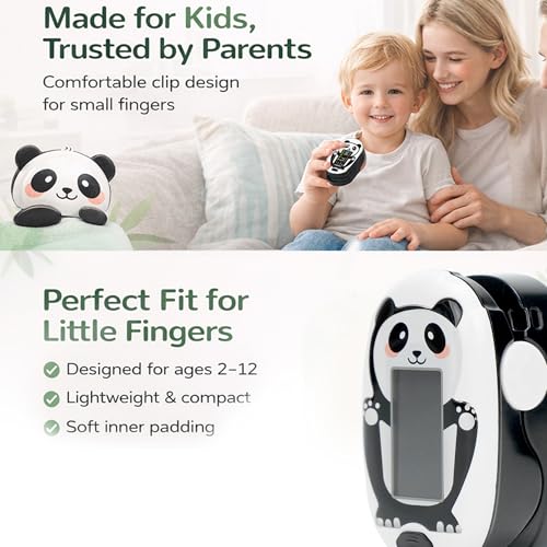 Oxímetro de Pulso para Niños 2+, Monitor de Oxígeno con Diseño de Panda y Pantalla Digital para Frecuencia Cardíaca y SpO2 - imagen 4