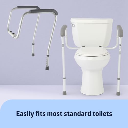 Barra de Seguridad Plegable para Inodoro con Altura Ajustable – Ajuste Universal para Asientos Estándar o Elevados – Estructura de Aluminio, - imagen 2
