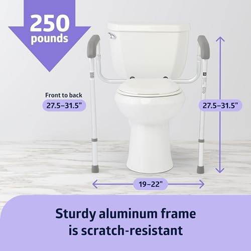 Barra de Seguridad Plegable para Inodoro con Altura Ajustable – Ajuste Universal para Asientos Estándar o Elevados – Estructura de Aluminio, - imagen 3