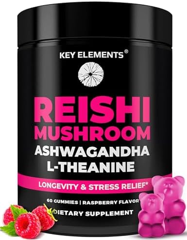 Gomitas de Hongo Reishi Natural con L Teanina y Ashwagandha - Suplementos Potentes para Inmunidad, Alivio del Estrés y Mejora del Sueño - imagen 1