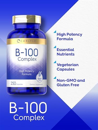Carlyle B-100 Complejo Vitamínico | 250 Cápsulas | Suplemento Sin OGM, Libre de Gluten - imagen 4