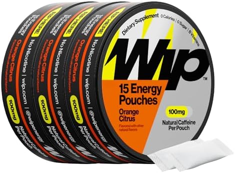 Wip Energy Pouches, Mezcla Sin Azúcar con 100 MG de Cafeína Natural, Vitaminas B, Minerales y L Teanina para Energía, Sabor Fruit Punch, 3 Latas, 15 - imagen 8